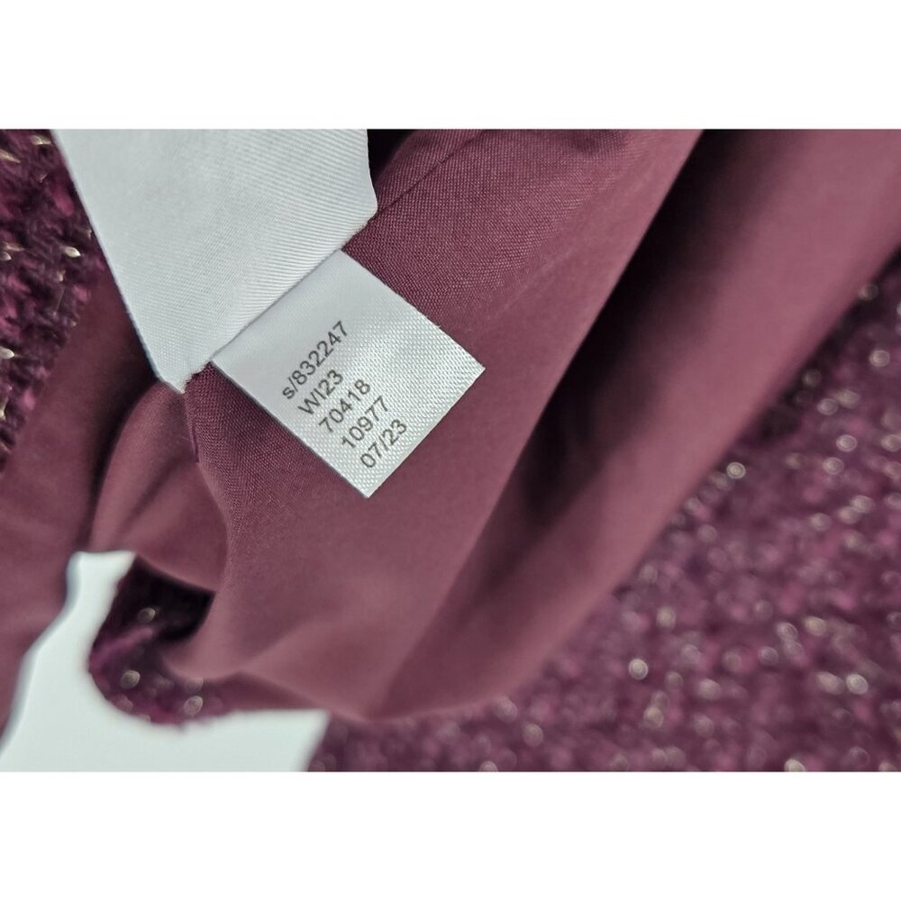 ANN TAYLOR SHIMMER POTENT PURPLE TWEED FITTED DOUBLE BREASTED COAT SZ XLP - Picture 8 of 9